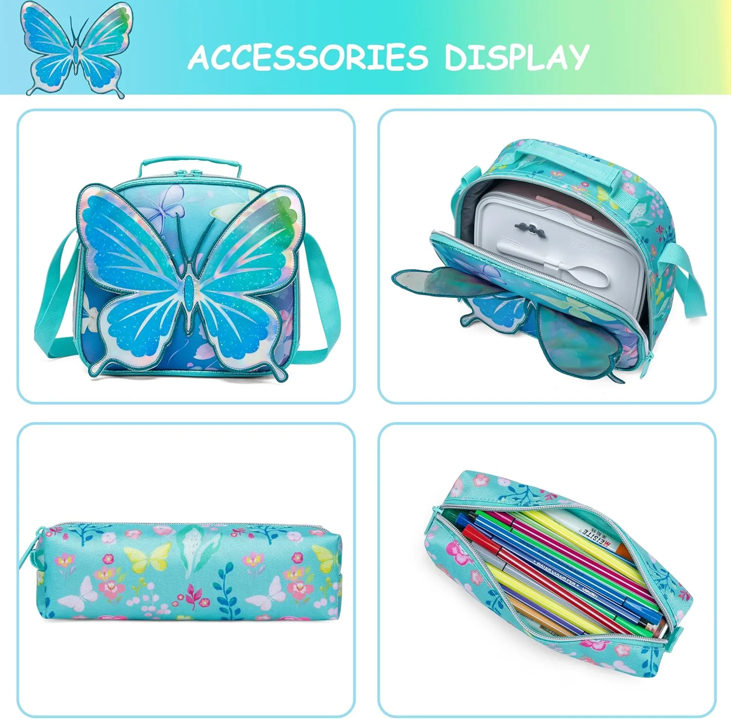 Meetbelify Backpacks for Girls School Bag Cute Girls Backpacks Ages 8-10 with Lunch Box Kids Bookbag Set Travel Backpack for Elementary Students Backpack to School Supplies