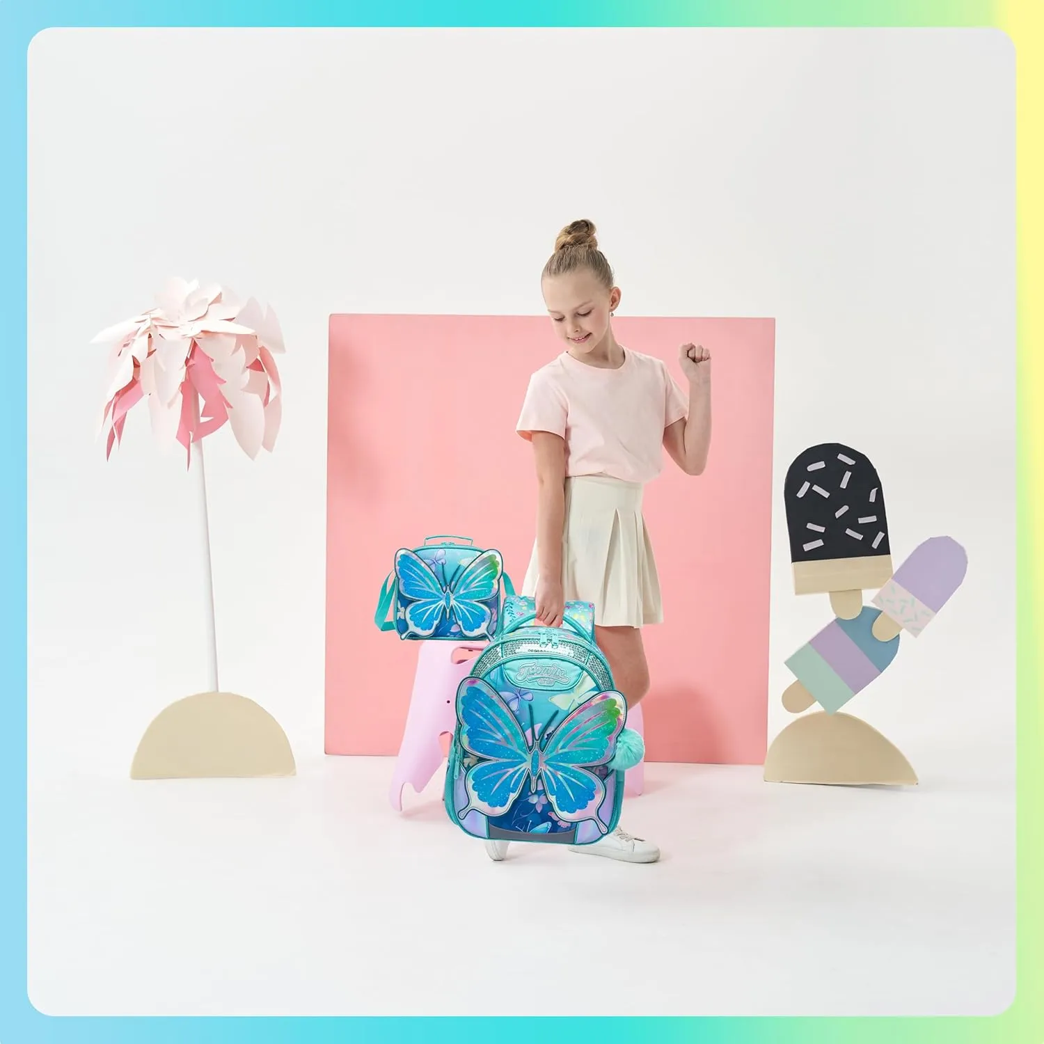 Meetbelify Backpacks for Girls School Bag Cute Girls Backpacks Ages 8-10 with Lunch Box Kids Bookbag Set Travel Backpack for Elementary Students Backpack to School Supplies