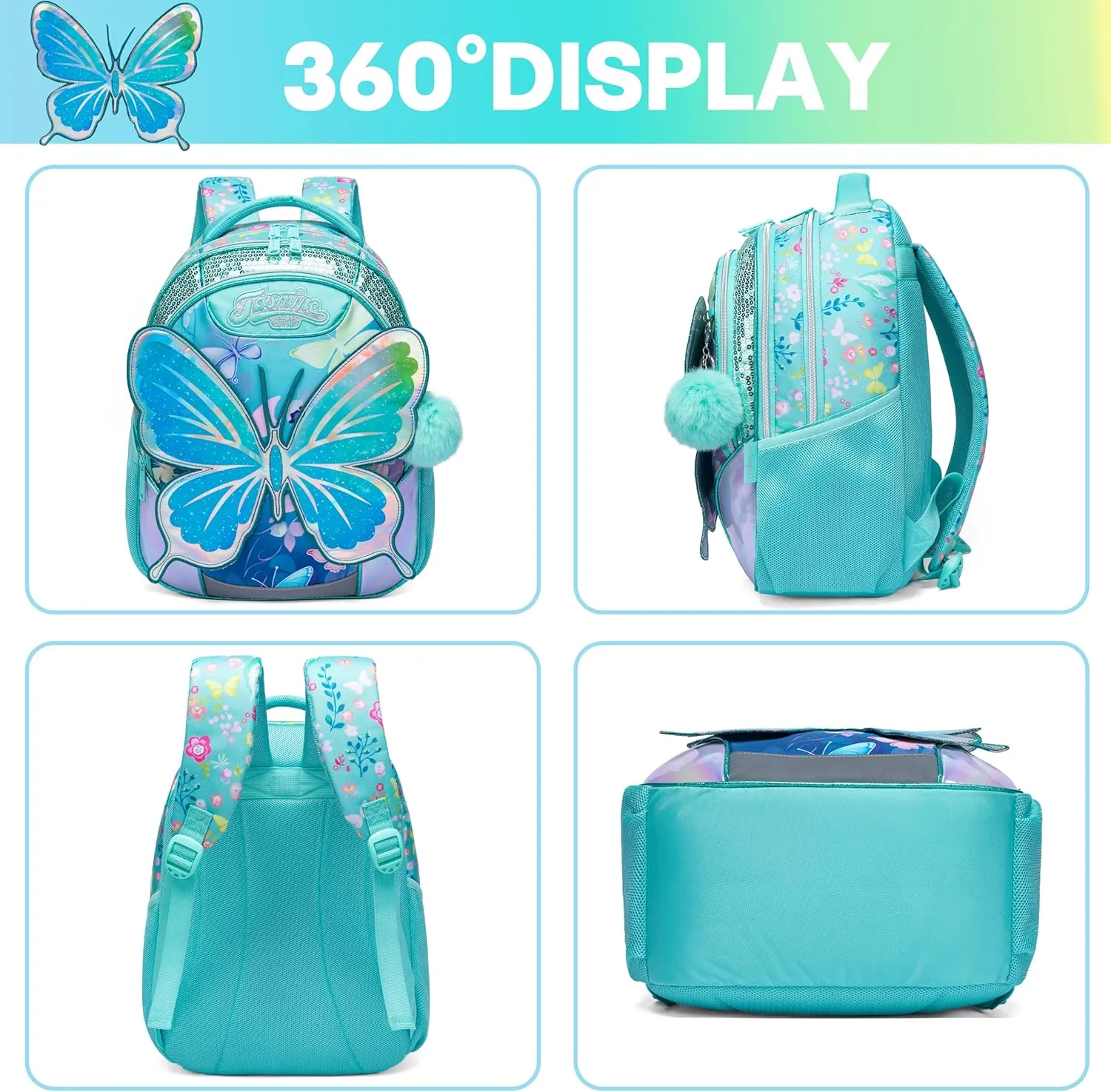 Meetbelify Backpacks for Girls School Bag Cute Girls Backpacks Ages 8-10 with Lunch Box Kids Bookbag Set Travel Backpack for Elementary Students Backpack to School Supplies