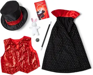 Melissa & Doug unisex-children Magician Role Play Costume Set - Includes Hat, Cape, Wand, Magic Tricks Frustration-Free Packaging
