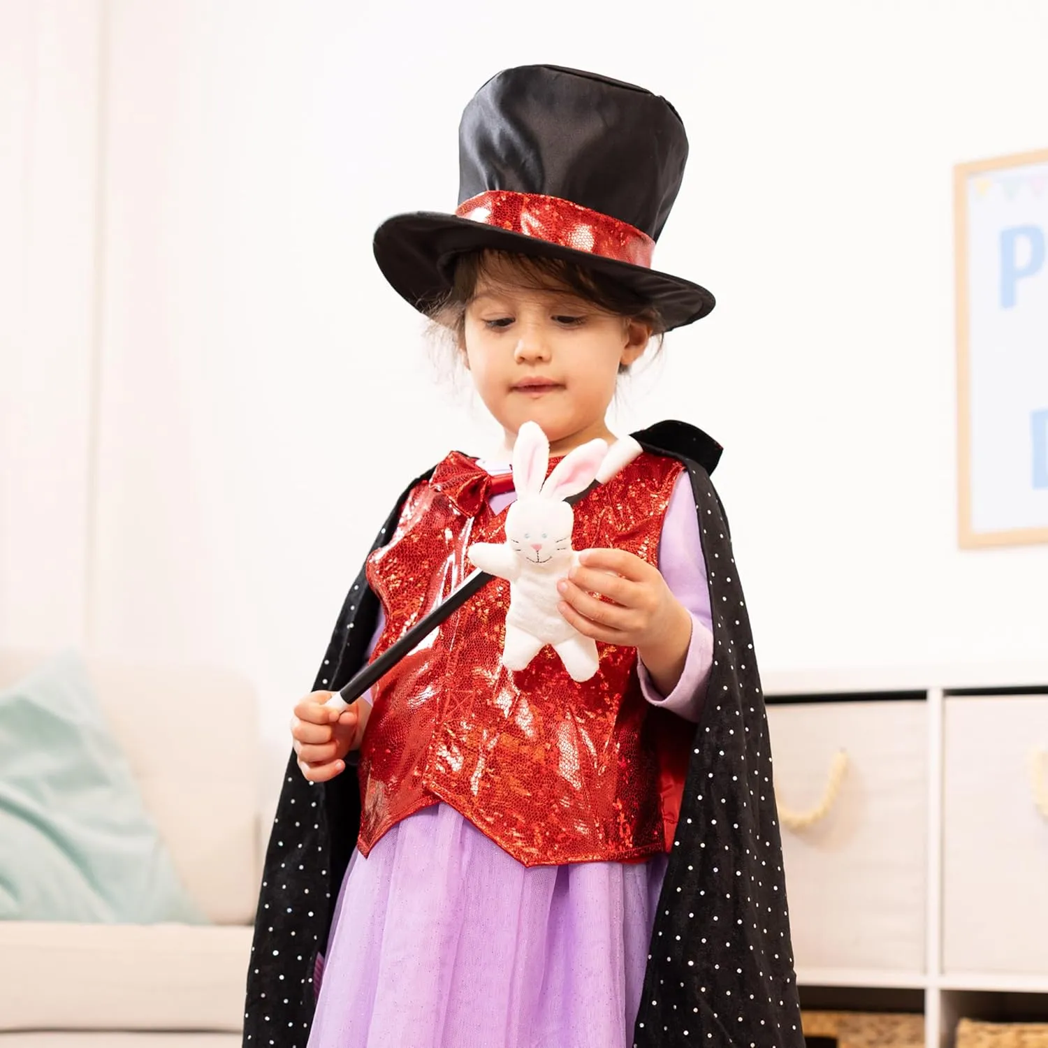 Melissa & Doug unisex-children Magician Role Play Costume Set - Includes Hat, Cape, Wand, Magic Tricks Frustration-Free Packaging