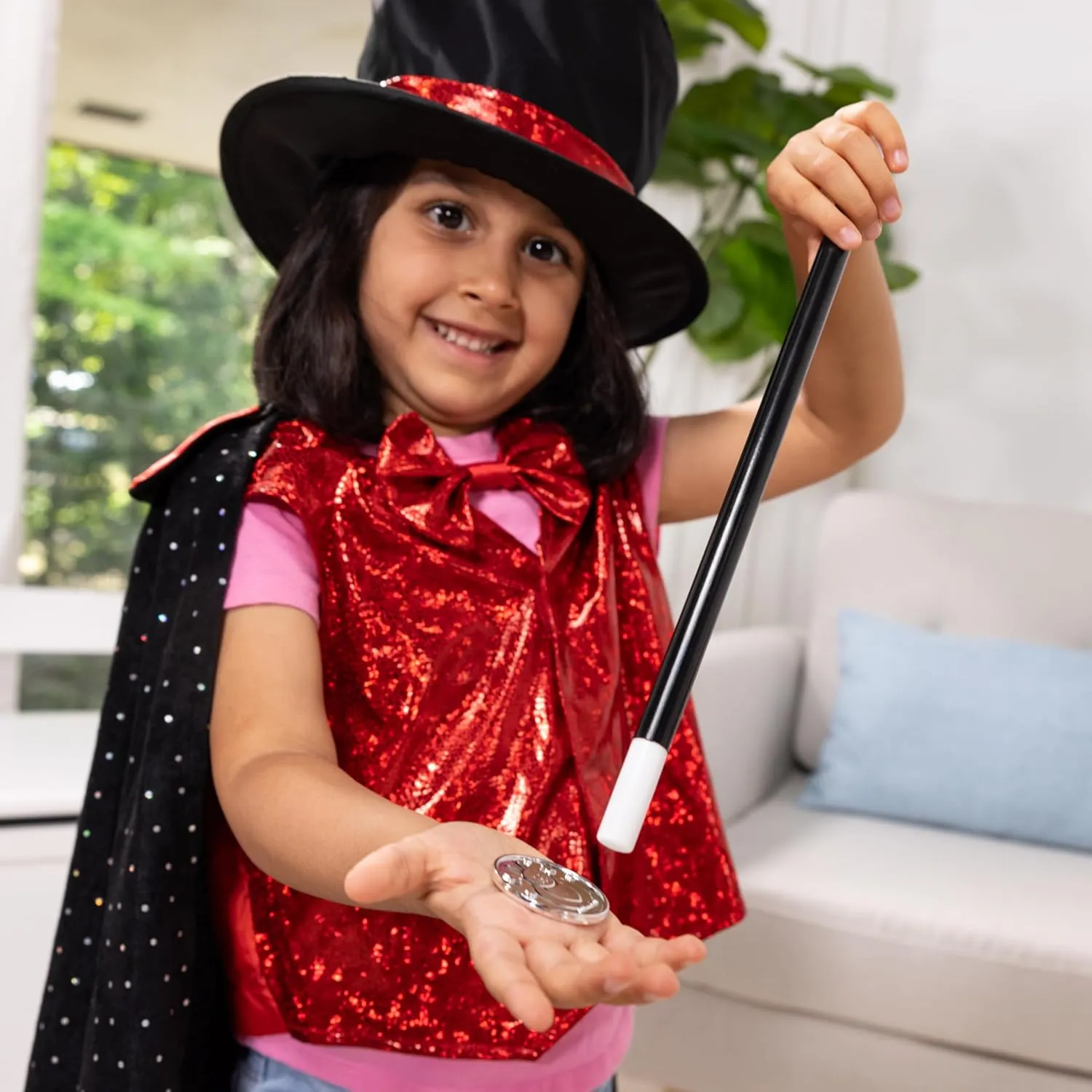 Melissa & Doug unisex-children Magician Role Play Costume Set - Includes Hat, Cape, Wand, Magic Tricks Frustration-Free Packaging