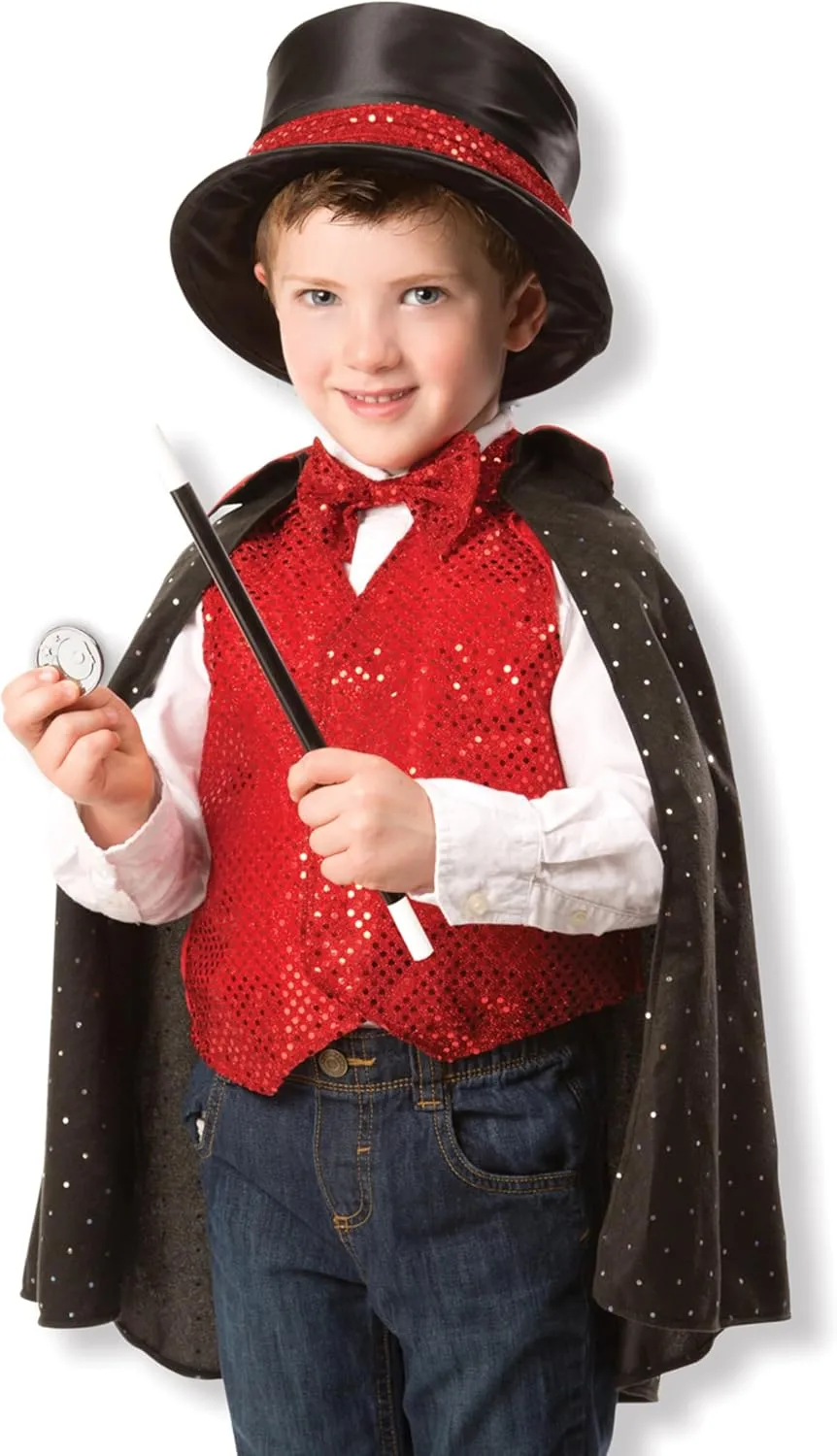 Melissa & Doug unisex-children Magician Role Play Costume Set - Includes Hat, Cape, Wand, Magic Tricks Frustration-Free Packaging