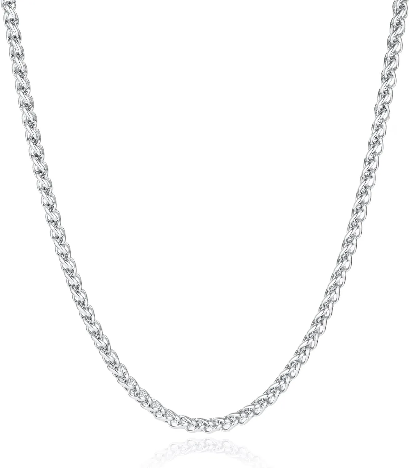 MeMeDIY 3 Pcs Chain Necklace for Men 3mm-6mm Stainless Steel Chains Gold Chain for Men Black Silver Wheat Chains 18"/20"/22"/24"/26"/28"/30 Inches