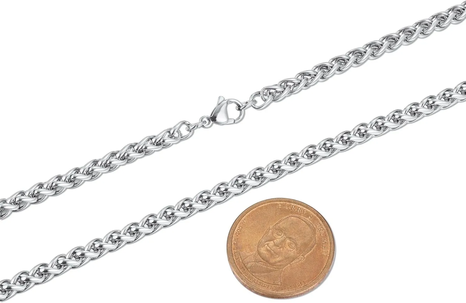 MeMeDIY 3 Pcs Chain Necklace for Men 3mm-6mm Stainless Steel Chains Gold Chain for Men Black Silver Wheat Chains 18"/20"/22"/24"/26"/28"/30 Inches