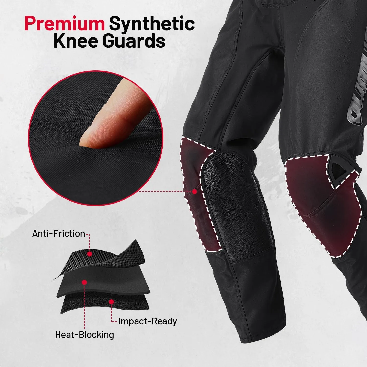 Men's 600D Tear-Resistant Motorcycle Pants Summer Riding Motocross Pants for Dirt Bike Moto ATV Dual Sports Motocross