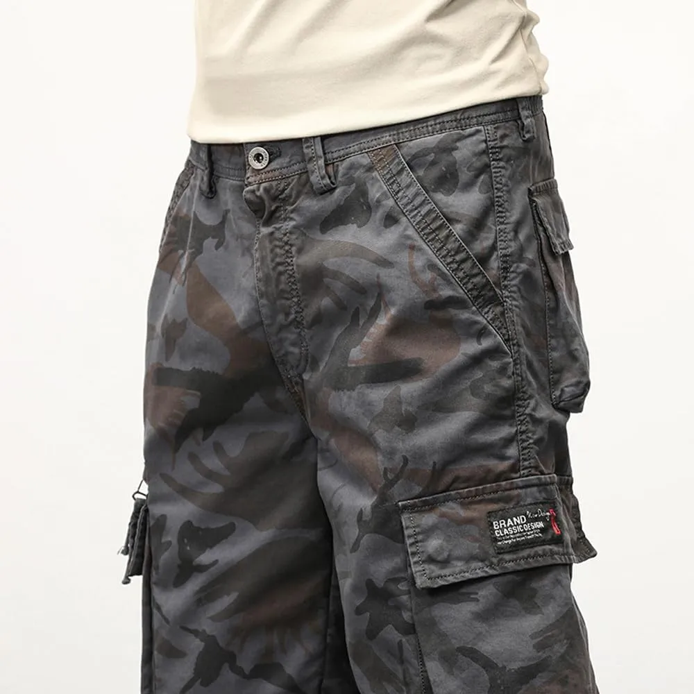 Men's Camouflage Cargo Shorts Summer Cotton Tactical Shorts with Pockets