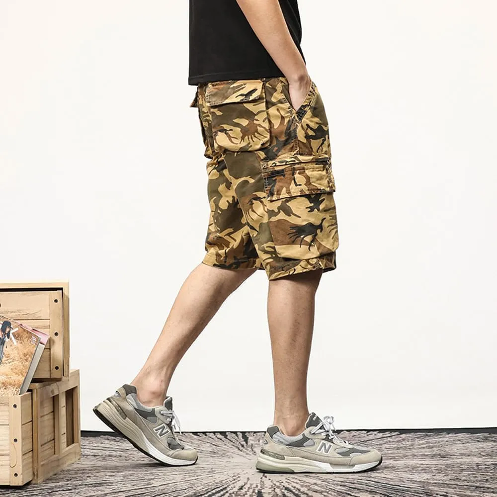 Men's Camouflage Cargo Shorts Summer Cotton Tactical Shorts with Pockets