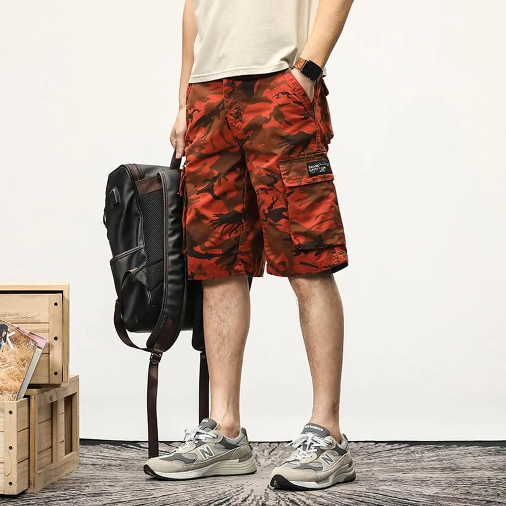 Men's Camouflage Cargo Shorts Summer Cotton Tactical Shorts with Pockets