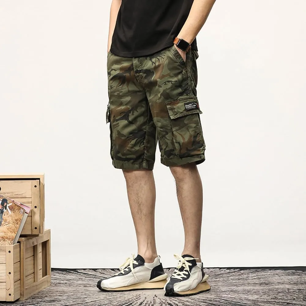 Men's Camouflage Cargo Shorts Summer Cotton Tactical Shorts with Pockets