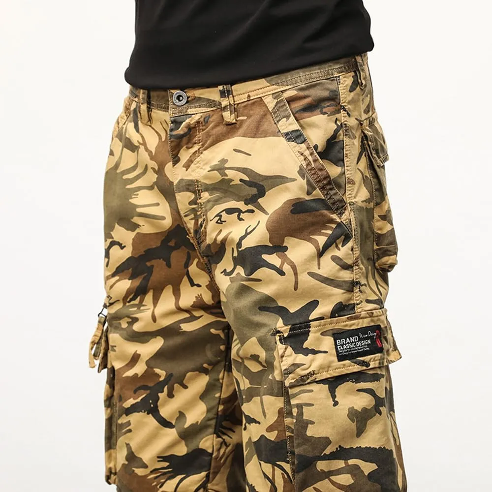 Men's Camouflage Cargo Shorts Summer Cotton Tactical Shorts with Pockets