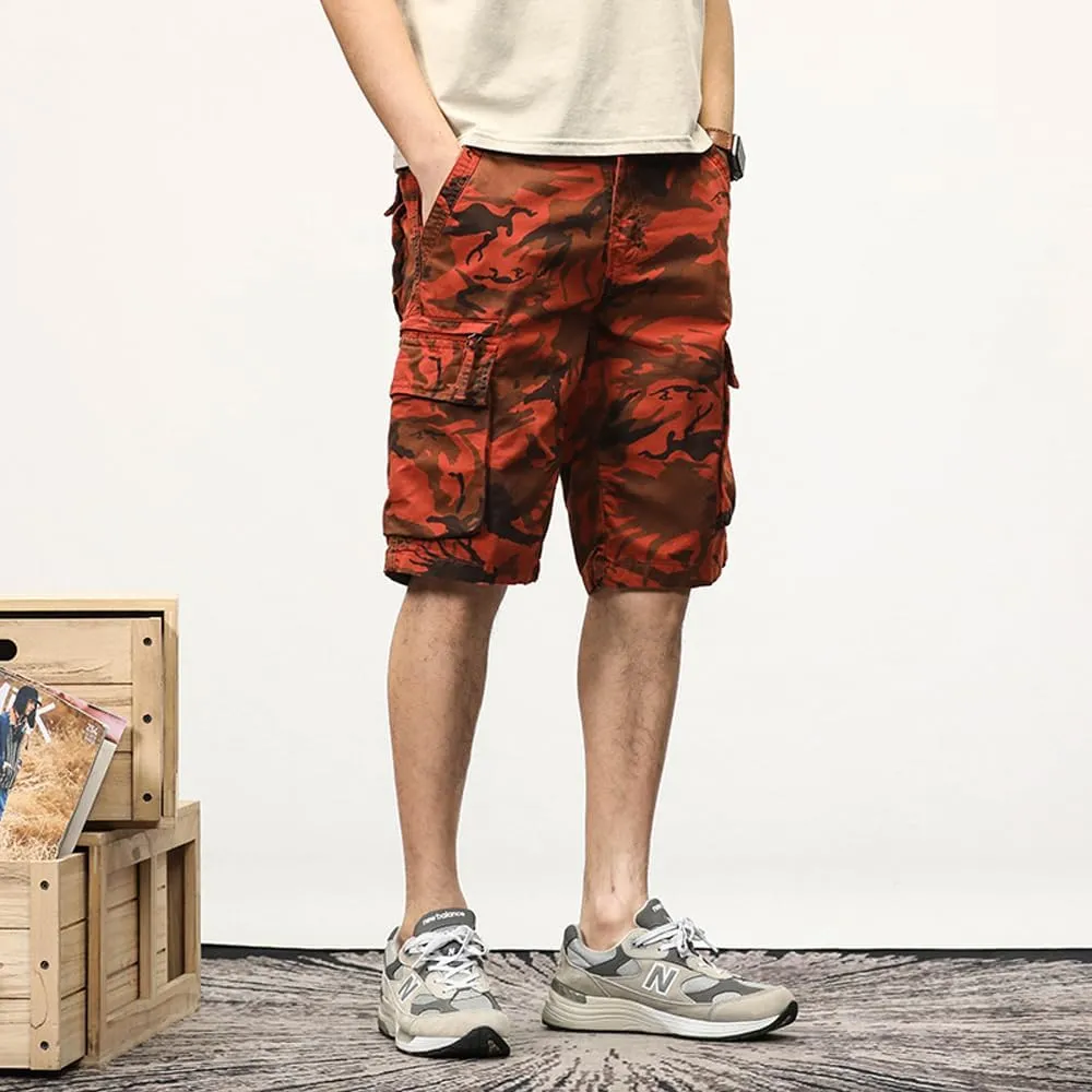 Men's Camouflage Cargo Shorts Summer Cotton Tactical Shorts with Pockets