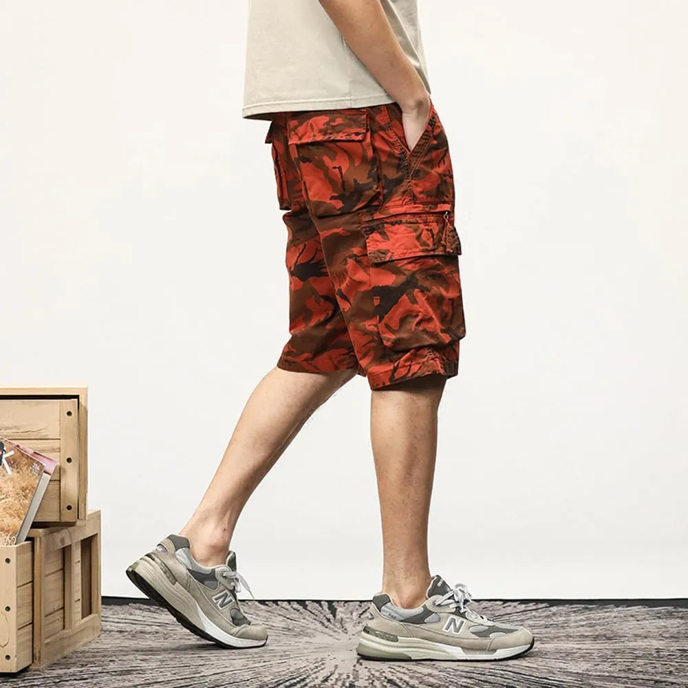 Men's Camouflage Cargo Shorts Summer Cotton Tactical Shorts with Pockets