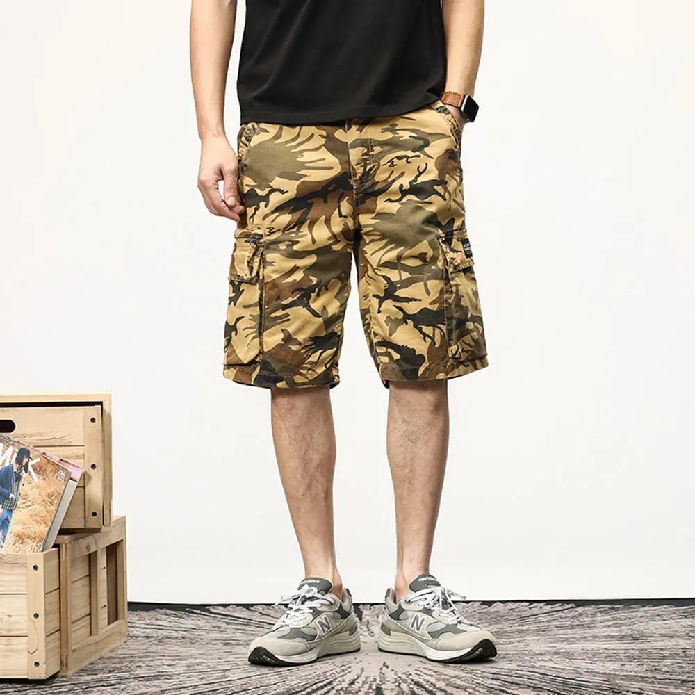 Men's Camouflage Cargo Shorts Summer Cotton Tactical Shorts with Pockets