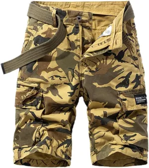 Men's Camouflage Cargo Shorts Summer Cotton Tactical Shorts with Pockets