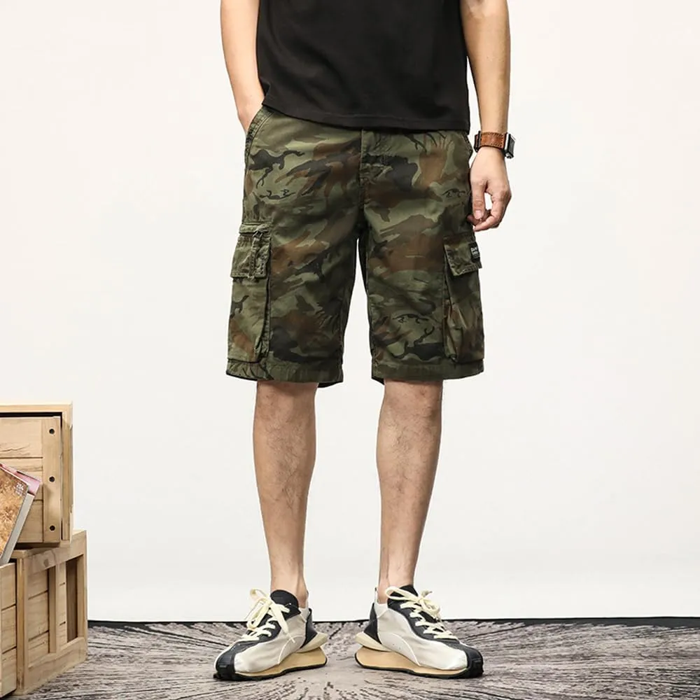Men's Camouflage Cargo Shorts Summer Cotton Tactical Shorts with Pockets