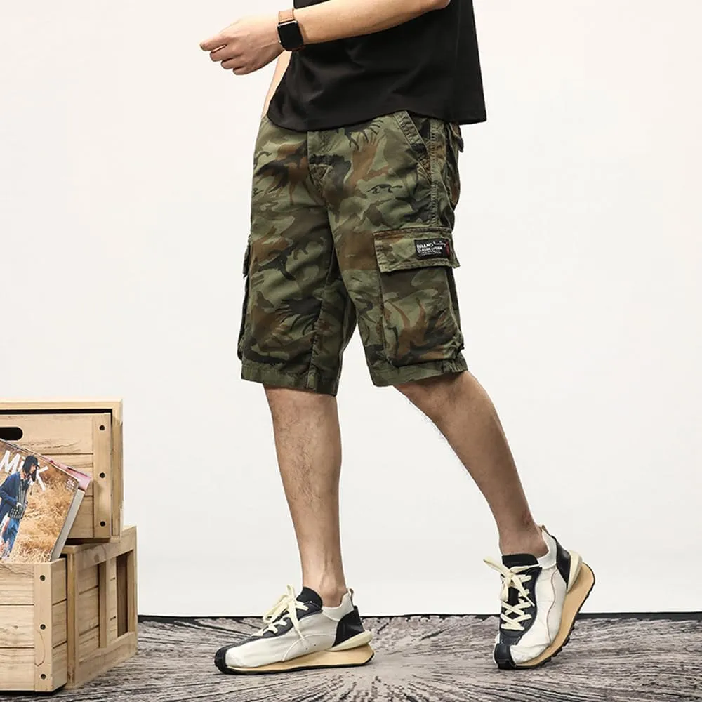 Men's Camouflage Cargo Shorts Summer Cotton Tactical Shorts with Pockets
