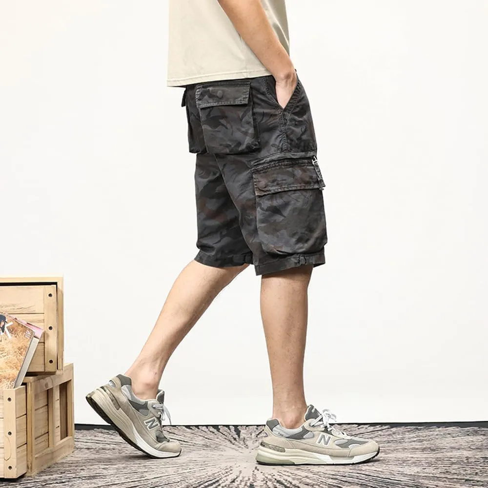 Men's Camouflage Cargo Shorts Summer Cotton Tactical Shorts with Pockets