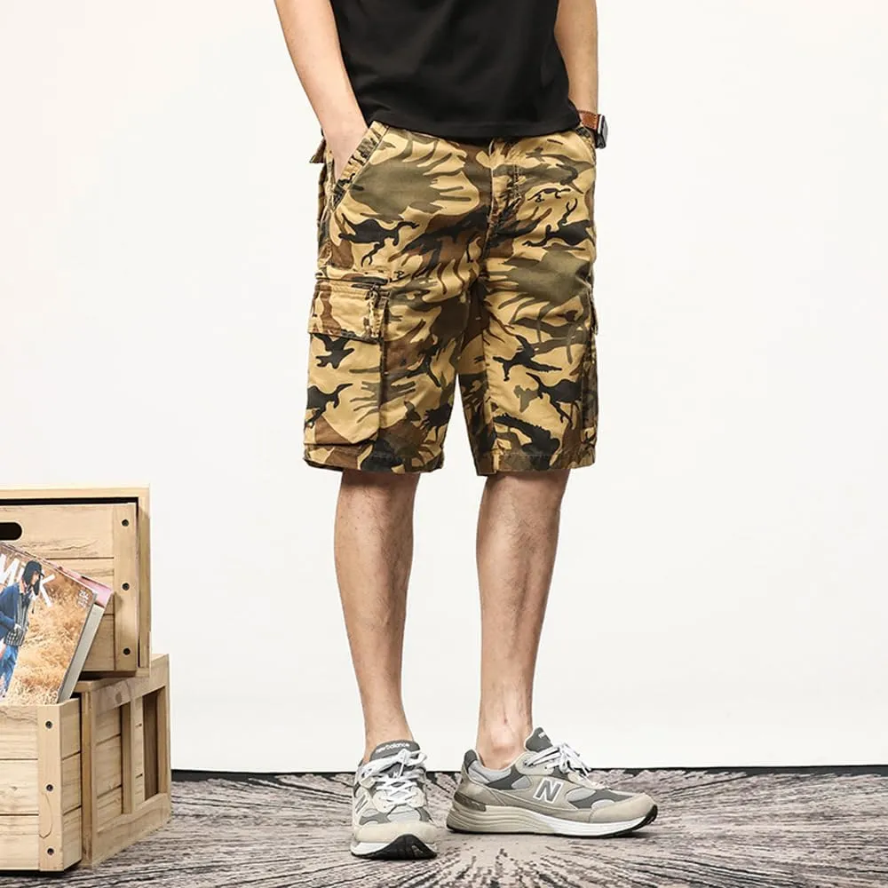 Men's Camouflage Cargo Shorts Summer Cotton Tactical Shorts with Pockets