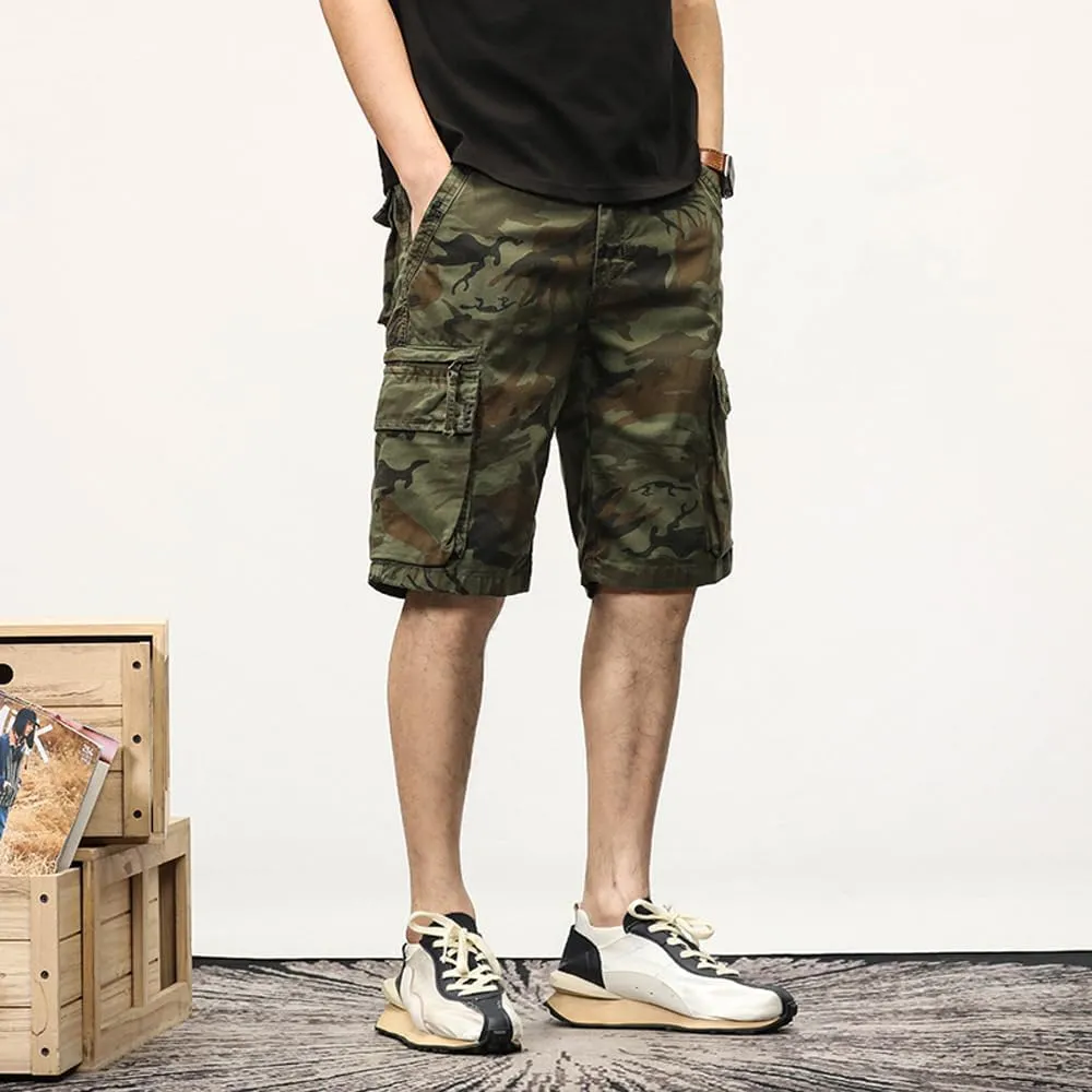 Men's Camouflage Cargo Shorts Summer Cotton Tactical Shorts with Pockets