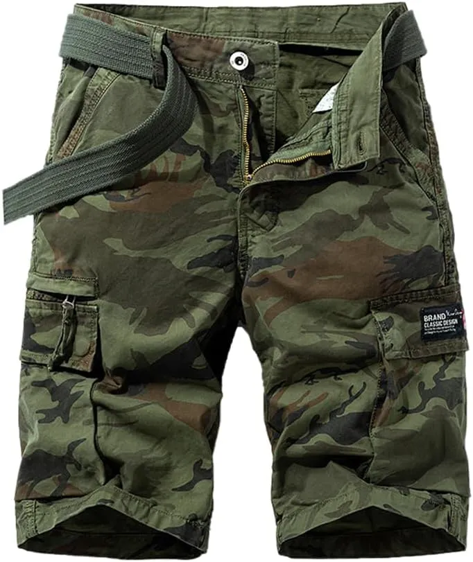 Men's Camouflage Cargo Shorts Summer Cotton Tactical Shorts with Pockets