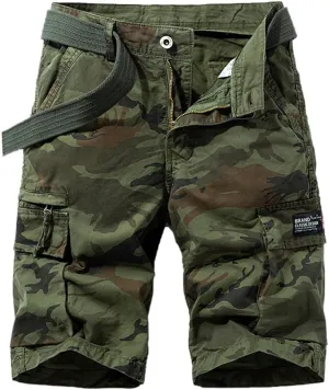 Men's Camouflage Cargo Shorts Summer Cotton Tactical Shorts with Pockets