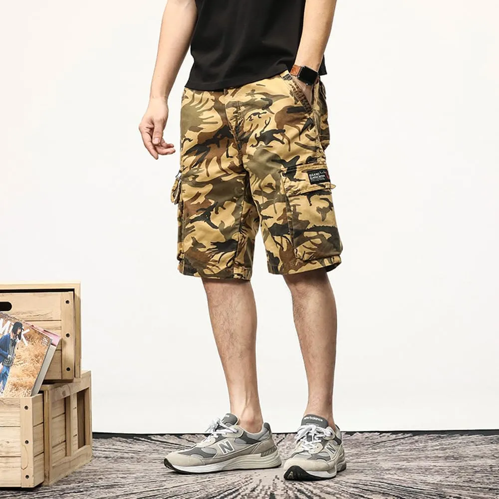 Men's Camouflage Cargo Shorts Summer Cotton Tactical Shorts with Pockets