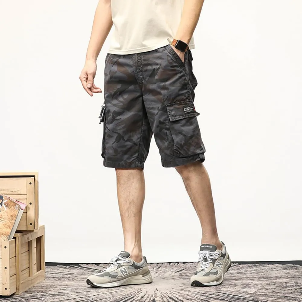 Men's Camouflage Cargo Shorts Summer Cotton Tactical Shorts with Pockets