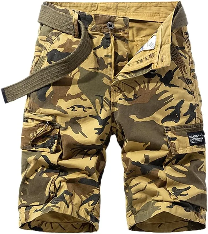 Men's Camouflage Cargo Shorts Summer Cotton Tactical Shorts with Pockets