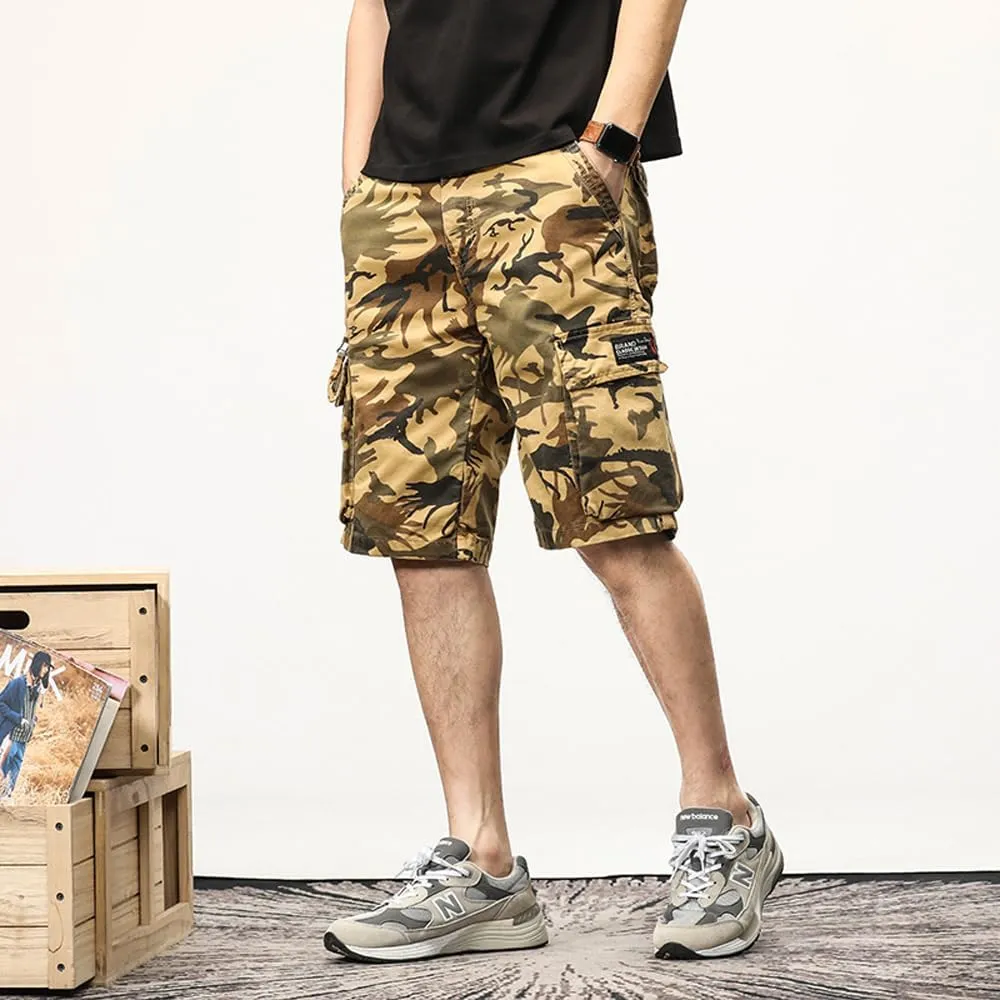 Men's Camouflage Cargo Shorts Summer Cotton Tactical Shorts with Pockets