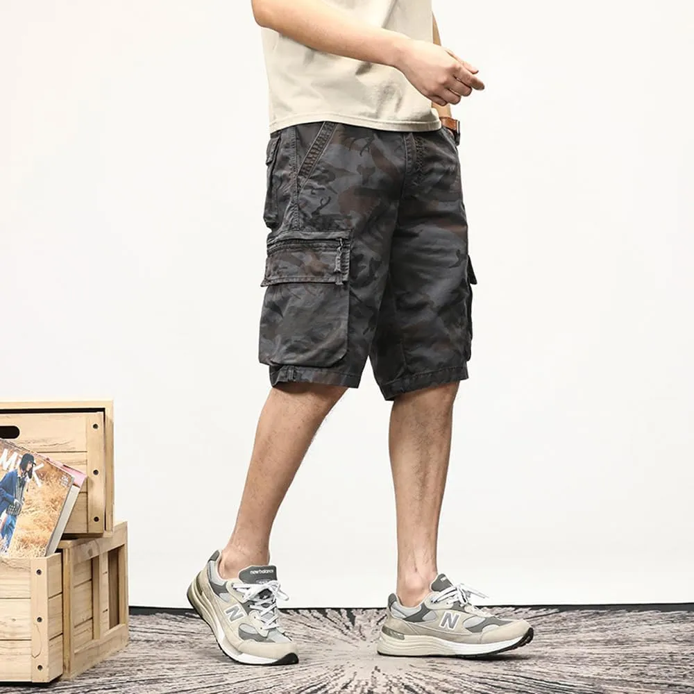 Men's Camouflage Cargo Shorts Summer Cotton Tactical Shorts with Pockets
