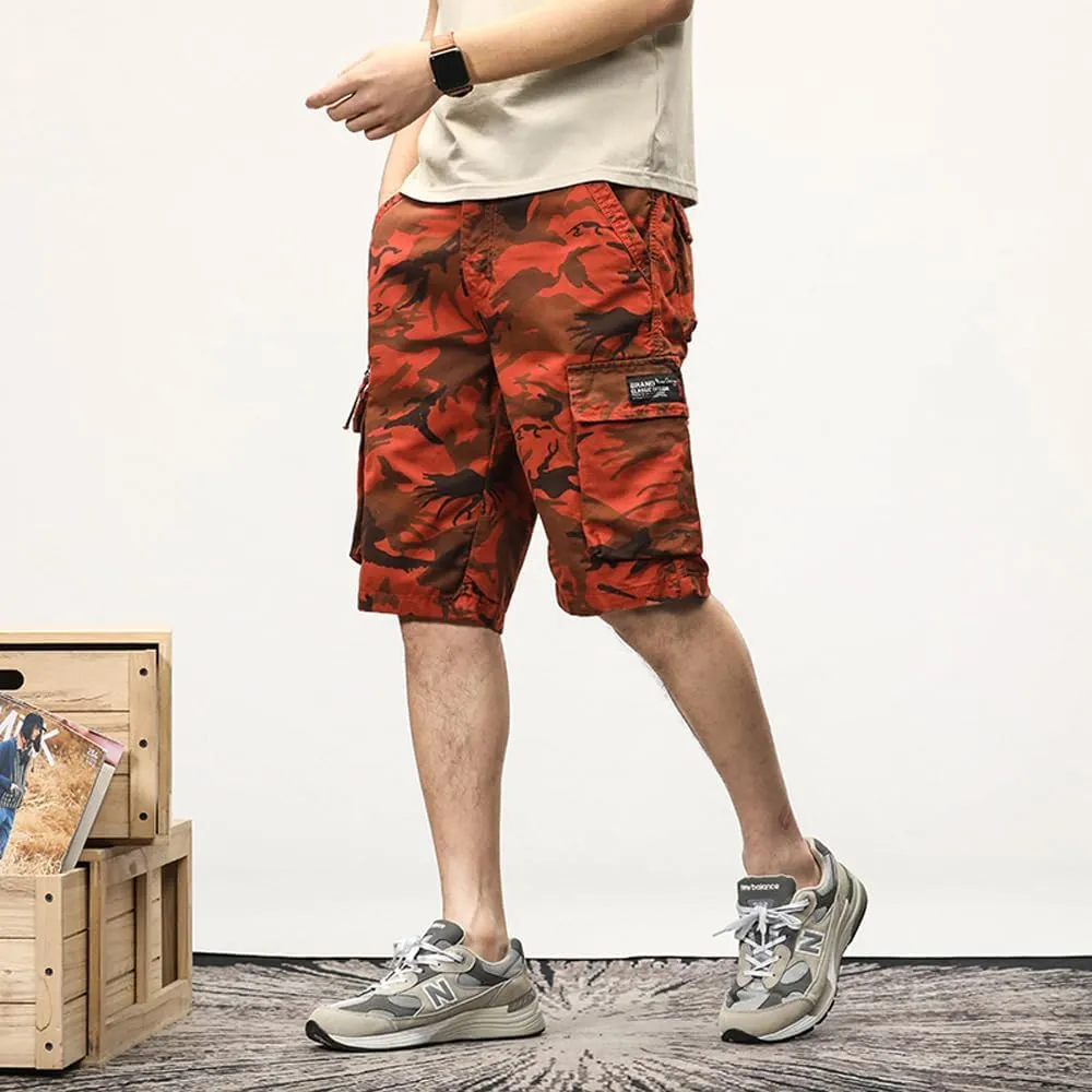 Men's Camouflage Cargo Shorts Summer Cotton Tactical Shorts with Pockets