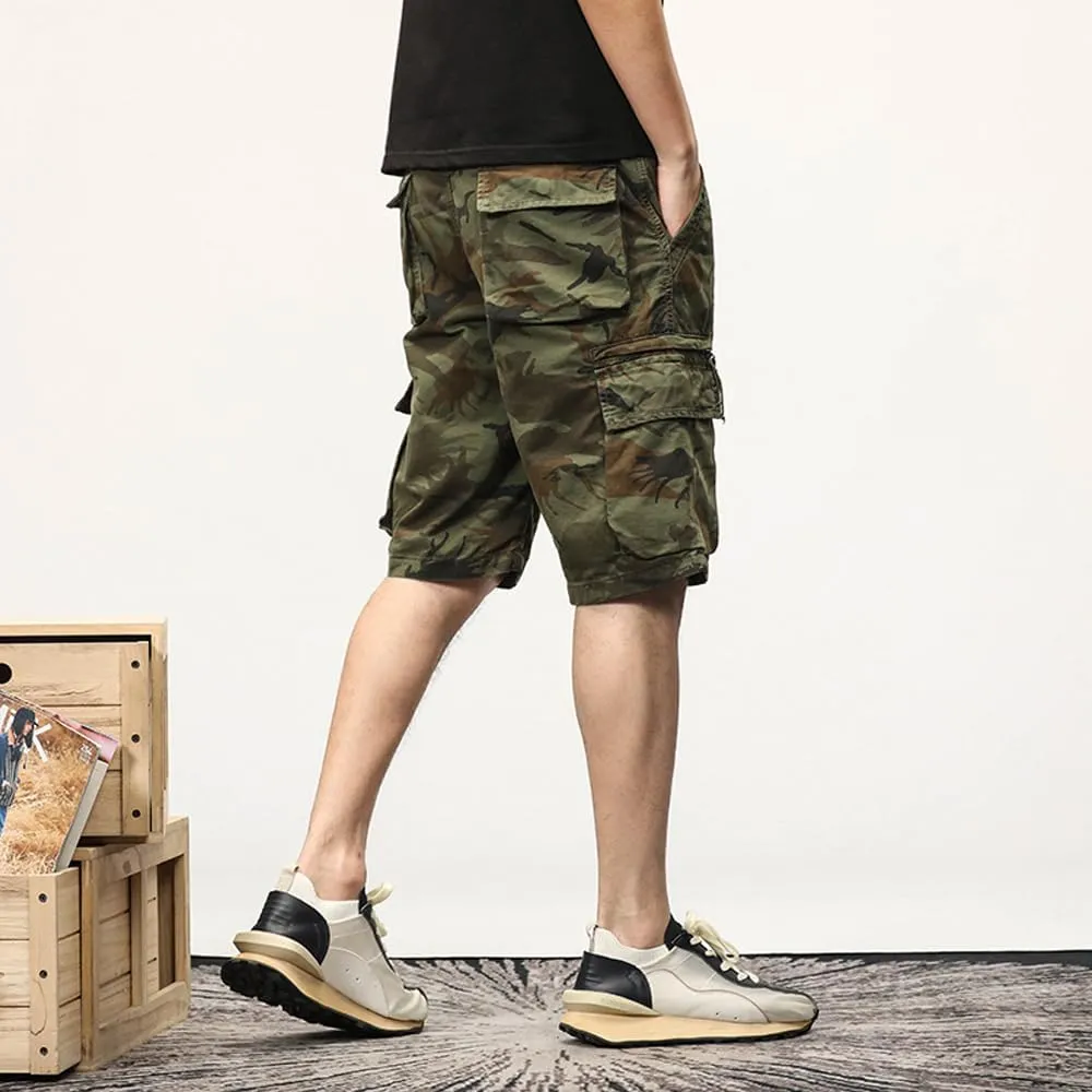 Men's Camouflage Cargo Shorts Summer Cotton Tactical Shorts with Pockets
