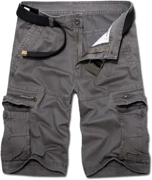 Men's Lightweight Multi Pocket Casual Outdoor Twill Cargo Shorts with Zipper Pockets with 8 Pockets No Belt