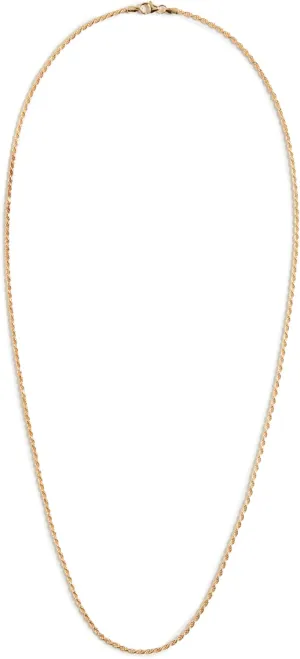 Men's Rope Chain Necklace, Polished Gold, One Size