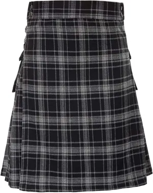 Mens Tartan Utility Kilts 2024 Color Pocket Pleated Skirt Highland Tartan Utility Kilt Tartan Kilt for Men Black