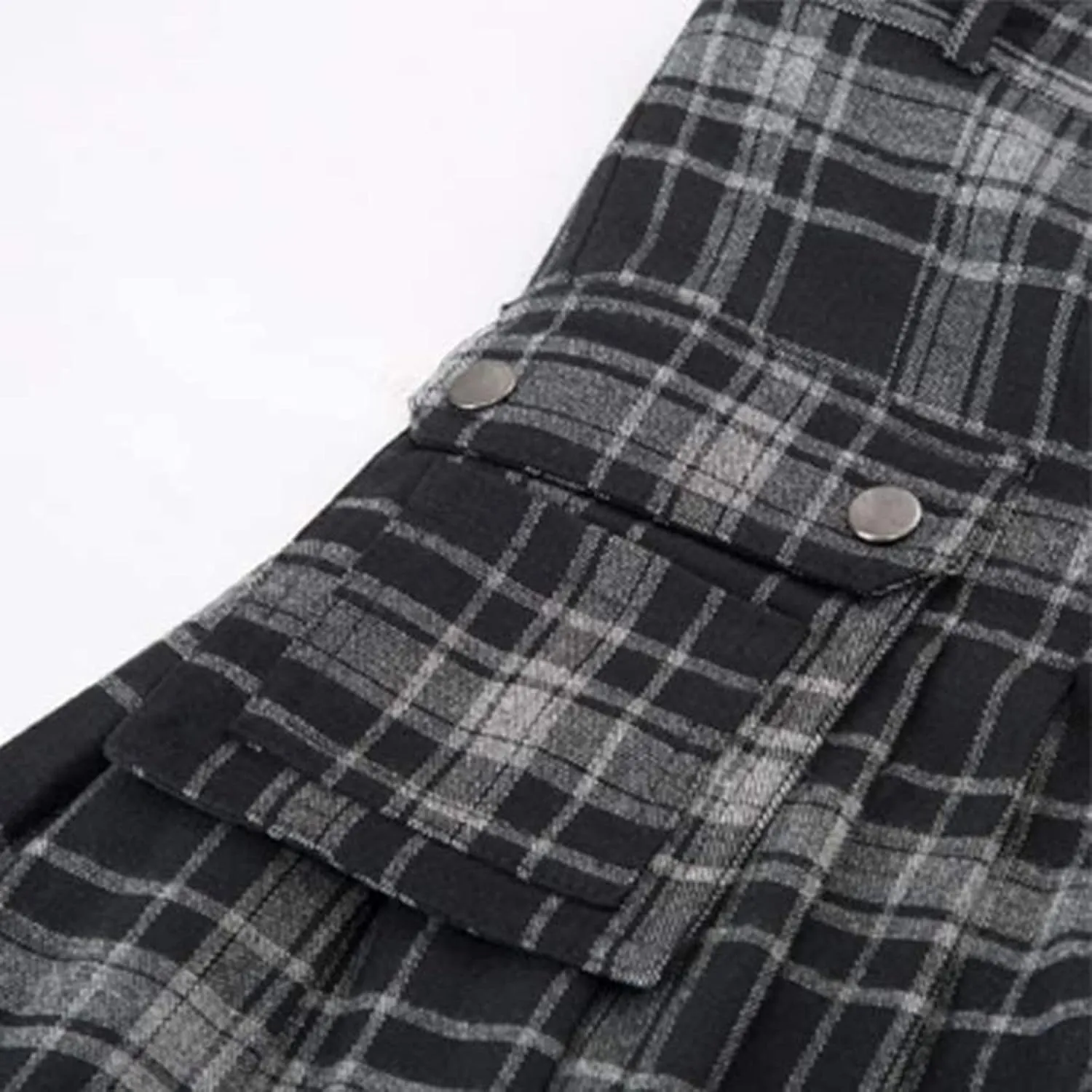 Mens Tartan Utility Kilts 2024 Color Pocket Pleated Skirt Highland Tartan Utility Kilt Tartan Kilt for Men Black