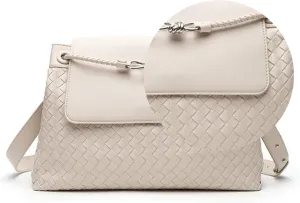 Men's woven bag, leather handbag, suitable for men's and women's crossbody top handling satchel, tote bag purse handbag