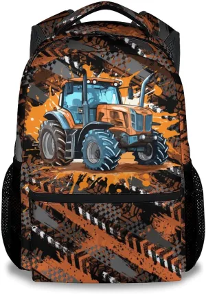 Mercuryelf Backpack for Boys - 17 Inch Tractor Backpacks for School - Cool Bookbag for Teen Kids - Lightweight Durable School Bag