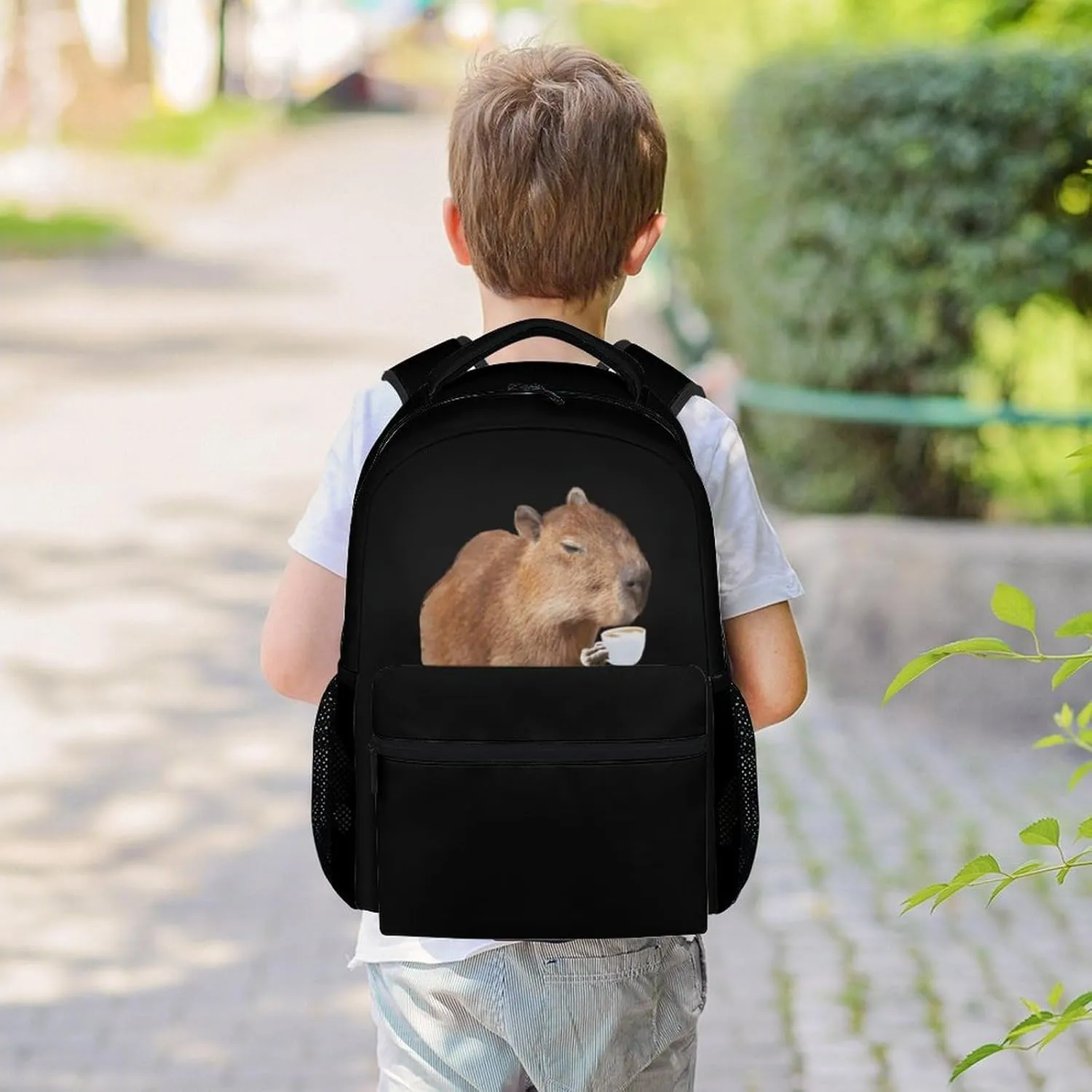 Mercuryelf Backpack for Boys Girls, 16 Inch Black Backpacks for School Travel, Funny Lightweight Bookbag for Kids
