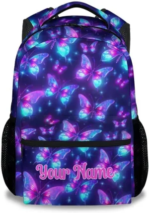 Mercuryelf Bookbag for Girls - Custom Kid Backpack for School, Travel and Camp - 17 Inch Lightweight Durable Butterfly Backpack for Primary Middle