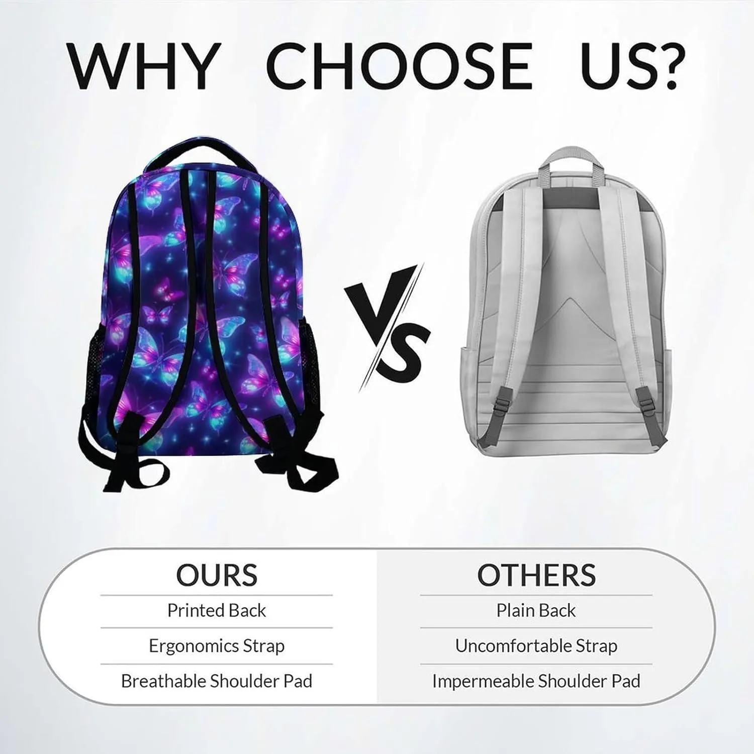 Mercuryelf Bookbag for Girls - Custom Kid Backpack for School, Travel and Camp - 17 Inch Lightweight Durable Butterfly Backpack for Primary Middle
