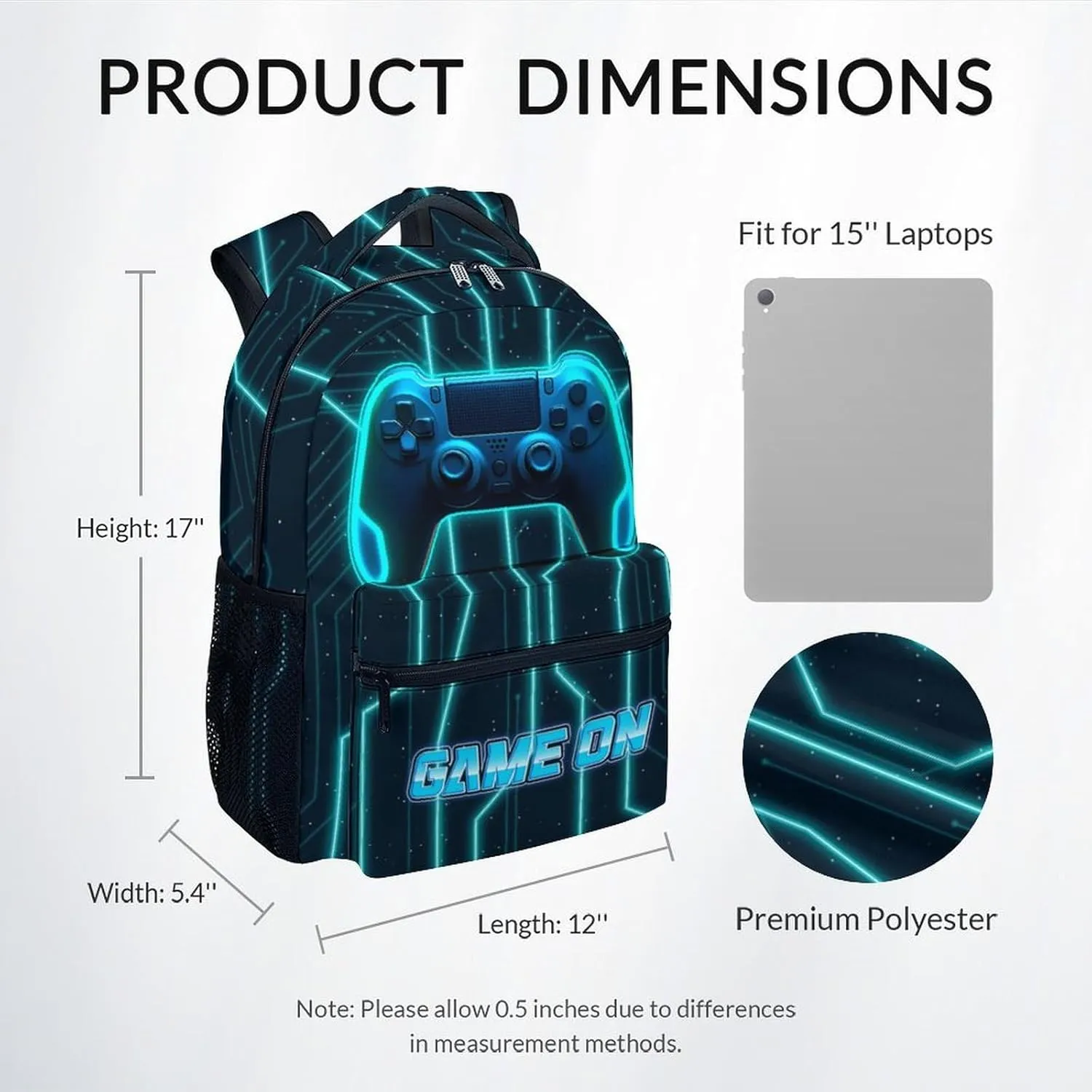 Mercuryelf Boys Bag for School - Cool Gamer Kid Backpack for School, Travel - 17 Inch Gaming Bookbag for Teens
