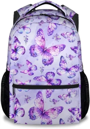 Mercuryelf Kid Backpack for Girls - 17 Inch Pink Lightweight Durable Kid Backpack - Large Capacity Butterfly Bookbag for School, Travel and Camp