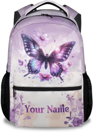 Mercuryelf Kid Backpack for Girls - 17 Inch School Backpack with Large Capacity, Lightweight - Custom Light Pink Durable Butterfly Bookbag for School, Travel and Camp