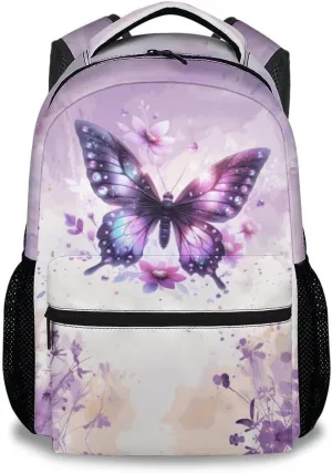 Mercuryelf Kid Backpack for Girls - 17 Inch School Backpack with Large Capacity, Lightweight - Light Pink Durable Butterfly Bookbag for School, Travel and Camp