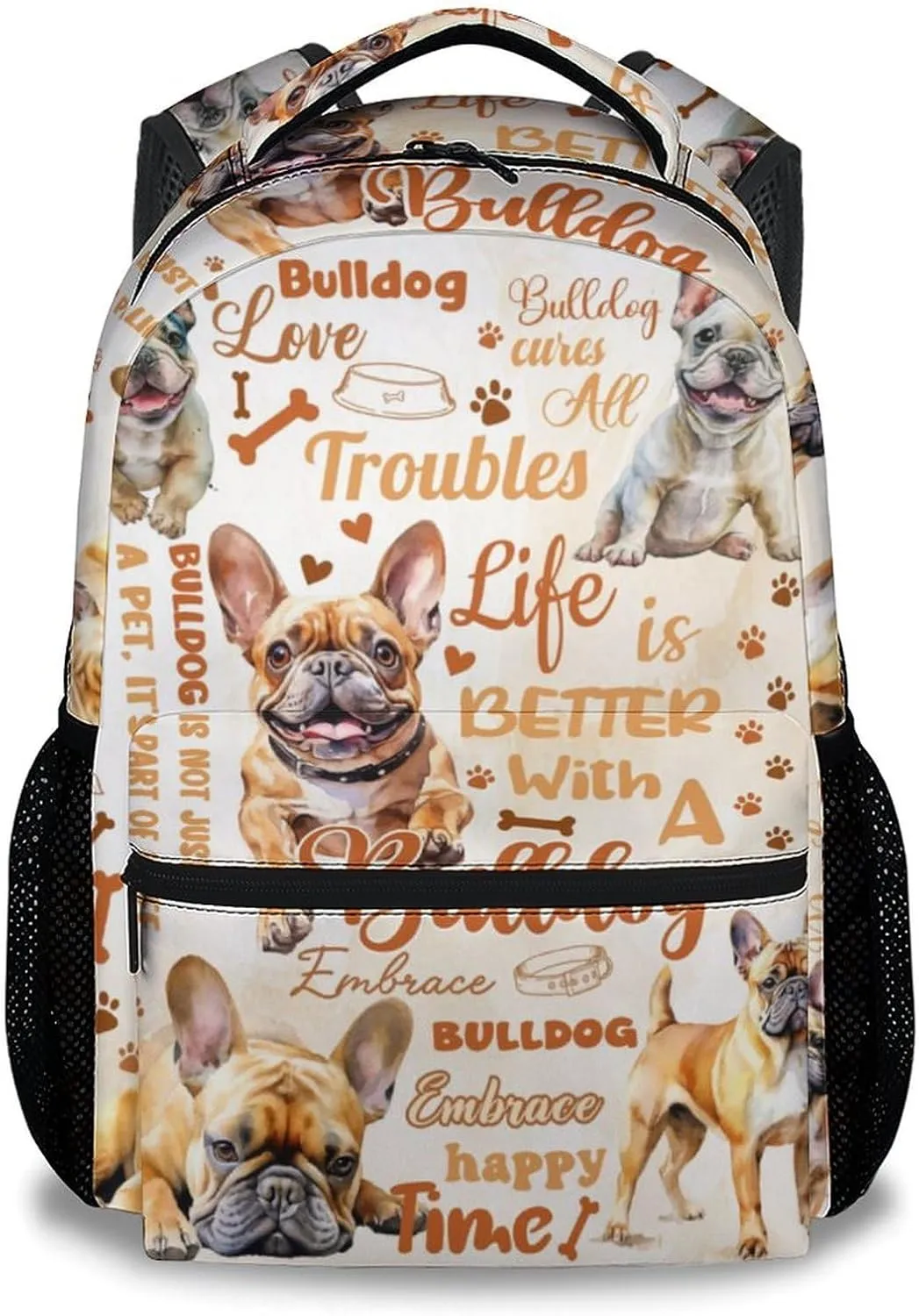 Mercuryelf Kids Bookbag - Dog Backpack for Boys Girls - 17 Inch Bulldogs Backpack for Primary Middle - Cute School Bag for Bulldogs Lovers