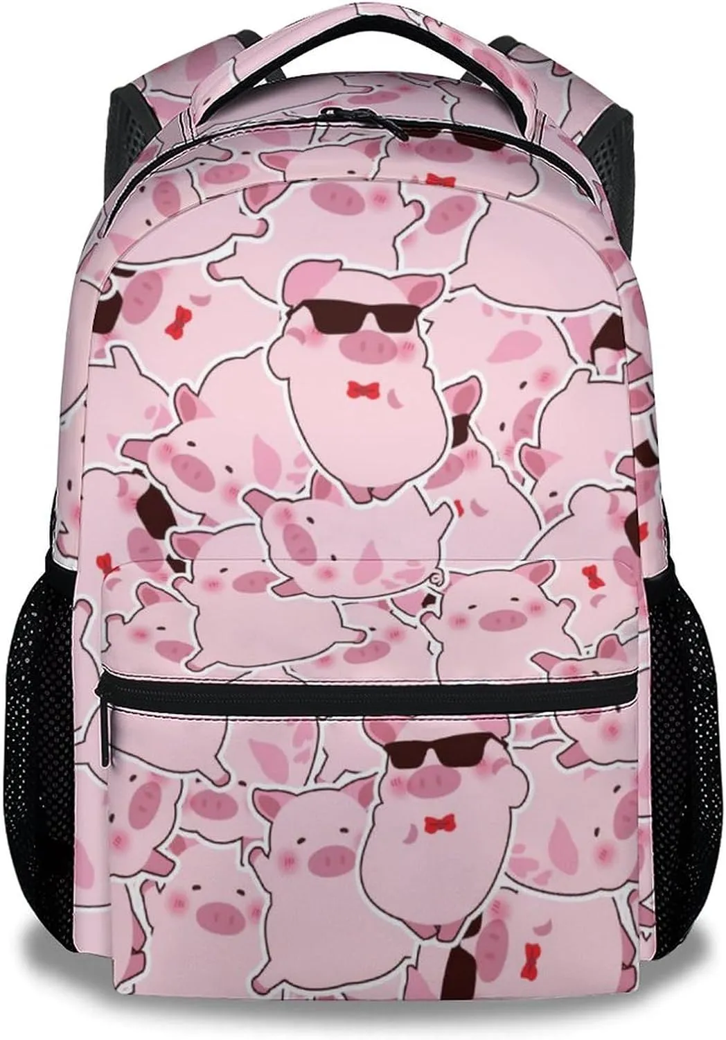 Mercuryelf Pig Backpack for Girls Boys, 16 Inch Pink Backpacks for School, Funny Iightweight Bookbag for Kids