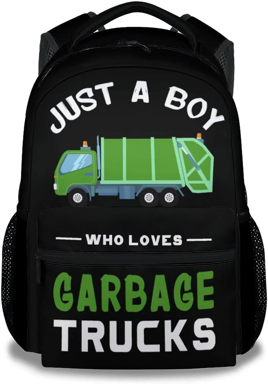 Mercuryelf School Backpack for Boys - 17 Inch Large Capacity Kid Backpack for School, Travel and Camp - Black Lightweight Durable Garbage Truck Bookbag