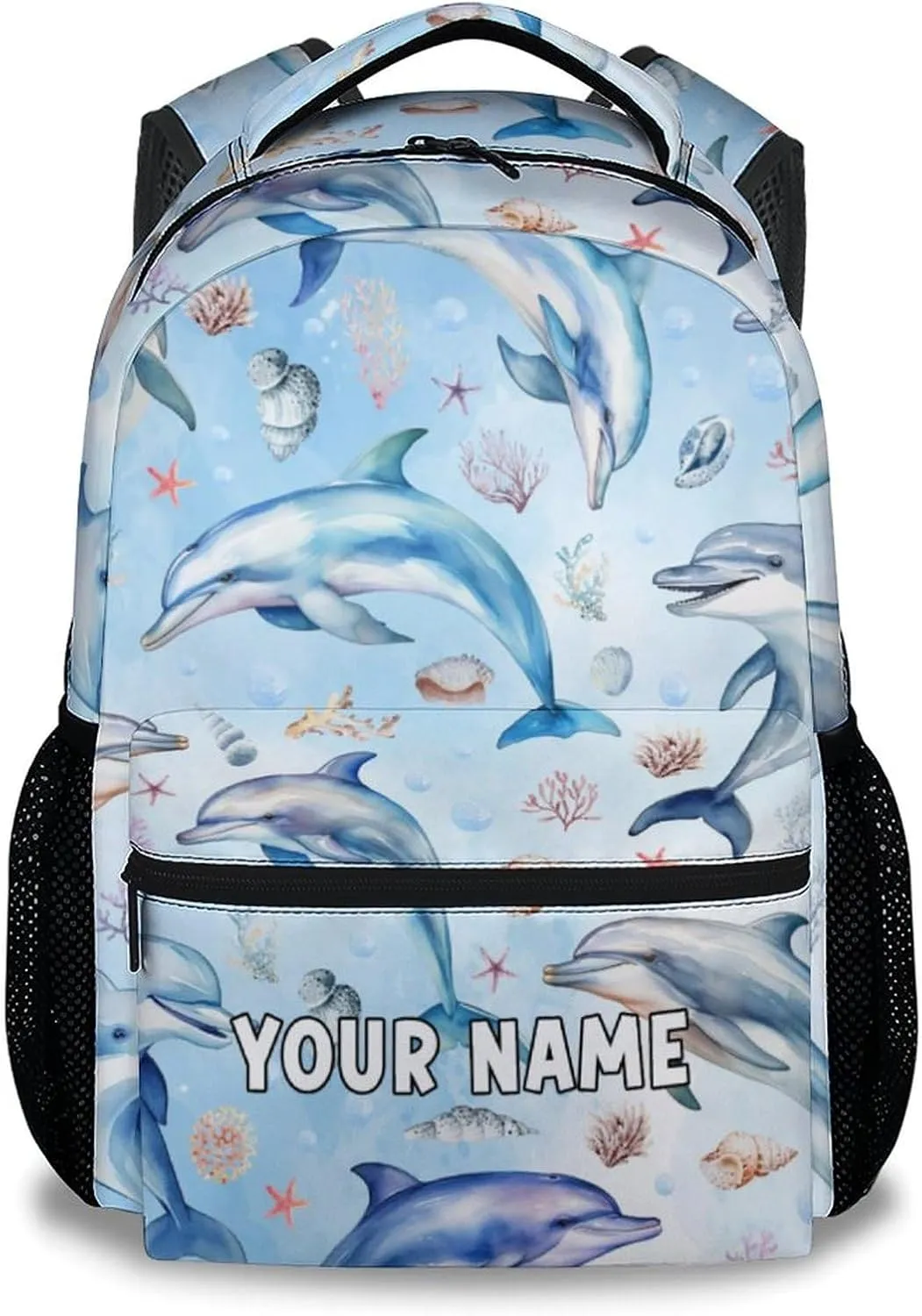 Mercuryelf School Backpack for Girls - Cute Dolphin Backpacks for Kids - Personalized Sea School Bag for Boys - 17 Inch Bookbag for School, Travel